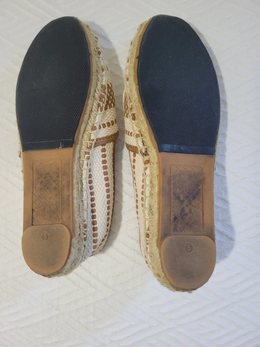 Tory Burch Cream and Tan Crochet Espadrille Flats